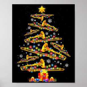 Kerst Trombone Speler Xmas Boom Jazz Muziek Liefhe Poster
