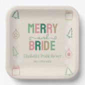 Kerst trouwfeest met bruidsmeisjes papieren bordje (Voorkant)