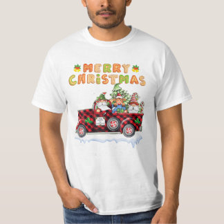 Kerst Truck Buffalo Plaid Chr T-shirt