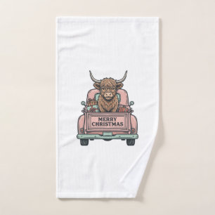 Kerst-truck met Schotse Hooglanders T-shirt met vi Handdoek