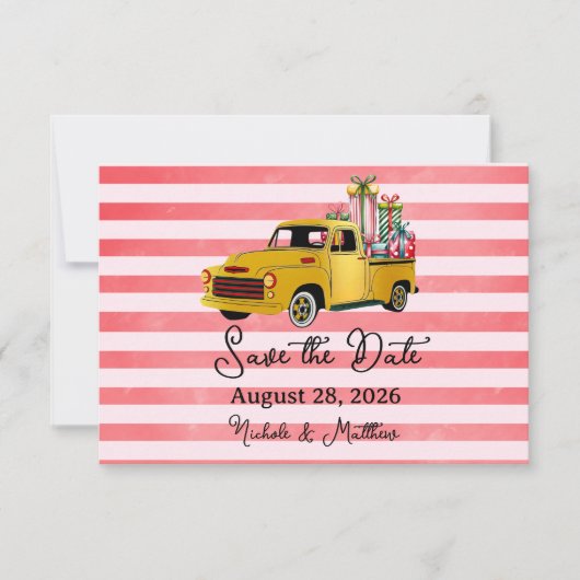 Kerst  Truck Wedding Save The Date (Voorkant)