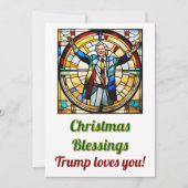 Kerst Trump Scene Faux Glas in lood stijl Kaart (Voorkant)
