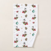 Kerst Tufted Titmouse Waterverf Wintervogel Bad Handdoek (Handdoek)