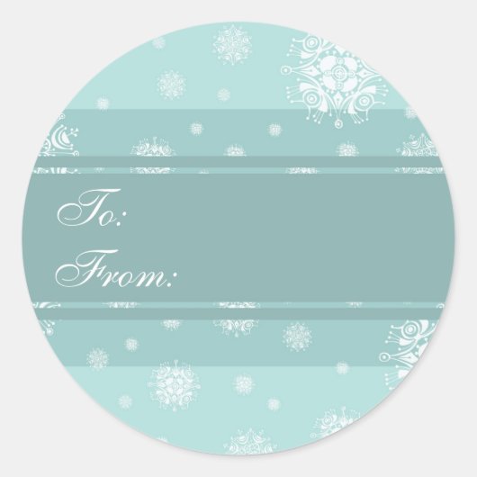 Kerst Turquoise Sneeuwvlokken Gift Labels (Voorkant)