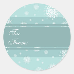 Kerst Turquoise Sneeuwvlokken Gift Labels