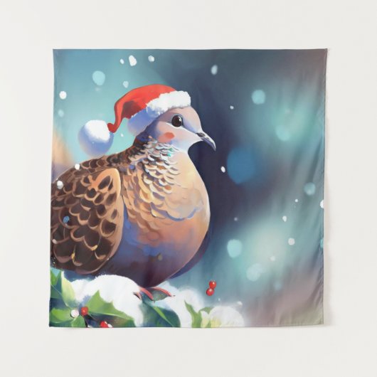 Kerst Turtle Dove 2 Wandkleed (Voorkant)