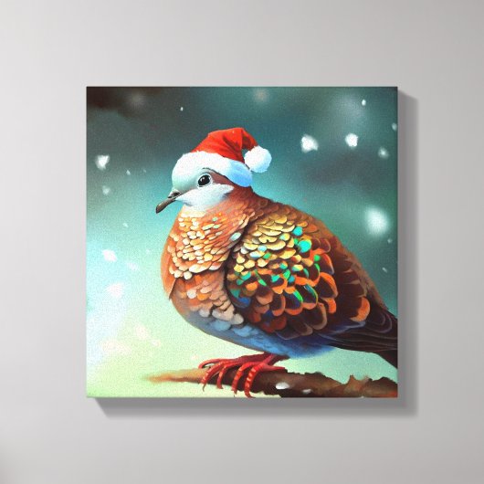 Kerst Turtle Dove 3 Canvas Afdruk (Voorkant)