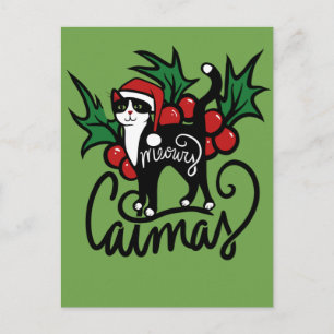 Kerst Tuxedo Kat Briefkaart