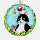 Kerst Tuxedo Kattenmuis Winter ornament (Voorkant)