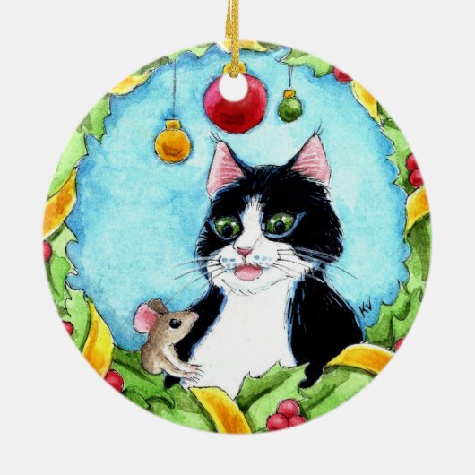 Kerst Tuxedo Kattenmuis Winter ornament (Achterkant)