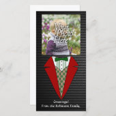 Kerst Tuxedo, Rode en Groene Elf Feestdagenkaart (Voorkant / Achterkant)