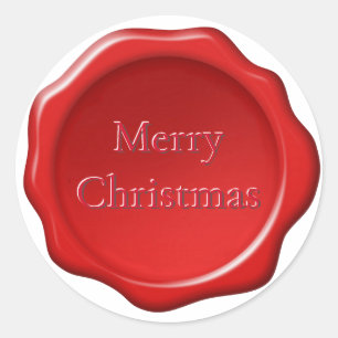 Kerst Typografie op Red Wax Seal Sticker