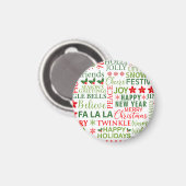 Kerst Typografie Rood & Groen Naadloos Patroon Magneet (Voorkant / Achterkant)