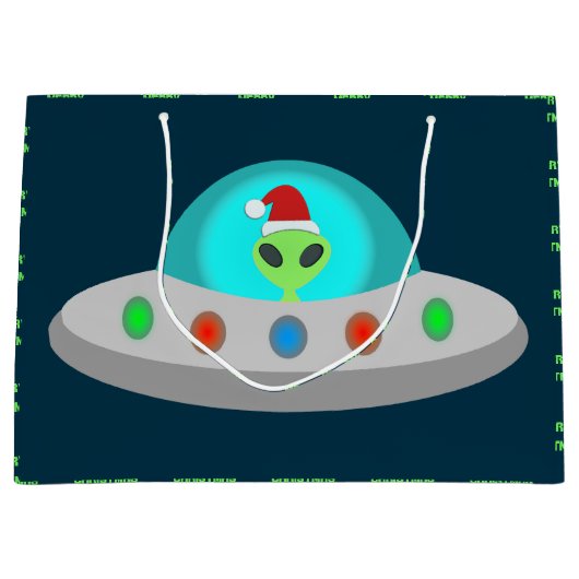 Kerst UFO Ho Alien vliegende schotel Custom Groot Cadeauzakje (Voorkant)