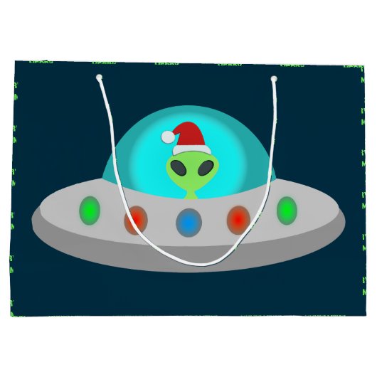Kerst UFO Ho Alien vliegende schotel Custom Groot Cadeauzakje (Achterkant)