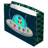 Kerst UFO Ho Alien vliegende schotel Custom Groot Cadeauzakje (Achterkant Gekanteld)