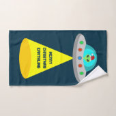 Kerst UFO Ho Alien vliegende schotel Custom Handdoek (Handdoek)