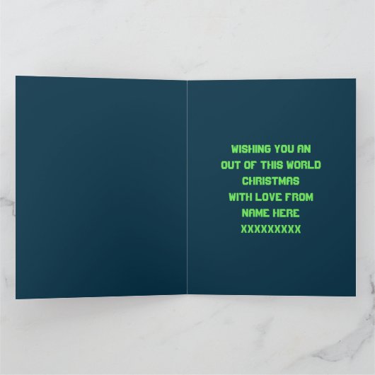 Kerst UFO Ho Alien Vliegende Schotel Custom Kaart (Binnen)