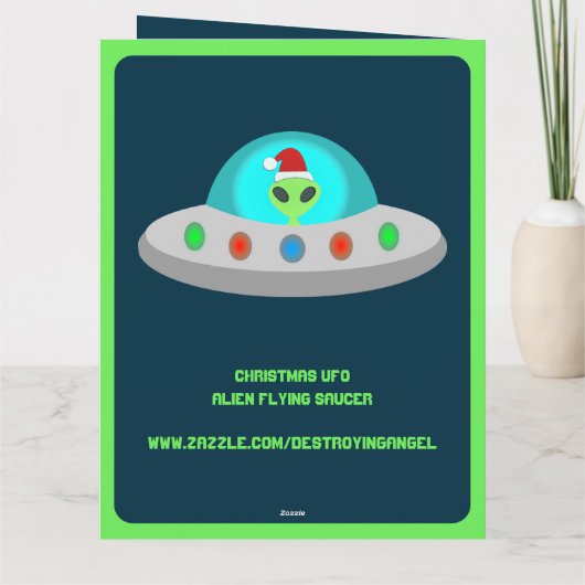 Kerst UFO Ho Alien Vliegende Schotel Custom Kaart (Achterkant)