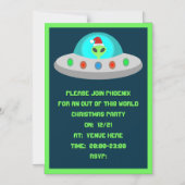 Kerst UFO Ho Alien vliegende schotel Custom Magnetische Uitnodiging (Voorkant)