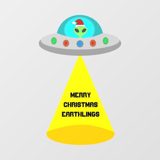 Kerst UFO Ho Alien vliegende schotel Custom Raamsticker (Vel)