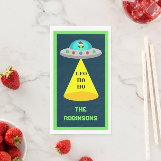 Kerst UFO Ho Alien vliegende schotel Custom Servet (Insitu)