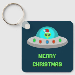 Kerst UFO Ho Alien vliegende schotel Custom Sleutelhanger