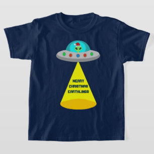 Kerst UFO Ho Alien vliegende schotel Custom T-shirt