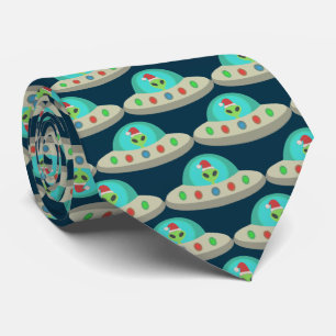 Kerst UFO Ho Alien vliegende schotel Patterned Stropdas