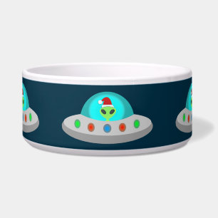 Kerst UFO Ho Alien vliegende schotel Patterned Voerbakje
