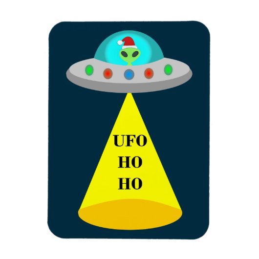 Kerst UFO Ho Ho Alien vliegende schotel Magneet (Verticaal)