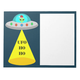 Kerst UFO Ho Ho Alien vliegende schotel Notitieblok