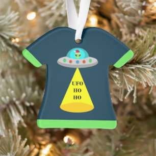 Kerst UFO Ho Ho Alien vliegende schotel Ornament