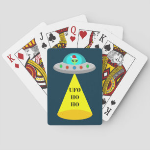 Kerst UFO Ho Ho Alien vliegende schotel Pokerkaarten
