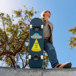 Kerst UFO Ho Ho Alien vliegende schotel Skateboard
