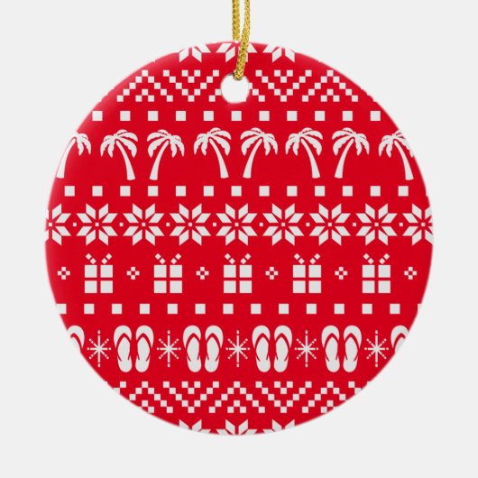 Kerst Ugly Sweater Beach Lover Keramisch Ornament (Voorkant)