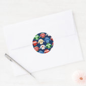 Kerst Ugly sweater Blue Ronde Sticker (Envelop)