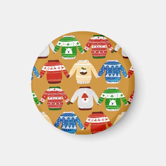 Kerst Ugly sweater Gold Magneet (Voorkant)