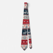 Kerst Ugly Sweater Knitting Pattern Reindeer Stropdas (Voorkant)