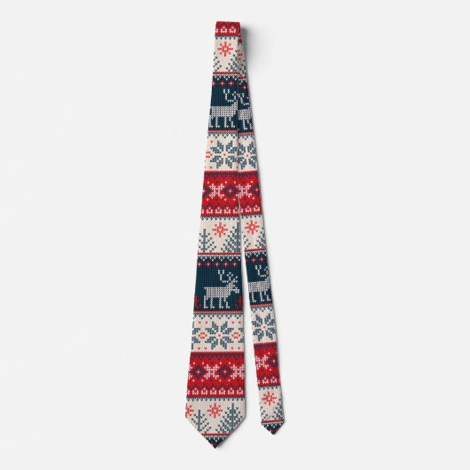 Kerst Ugly Sweater Knitting Pattern Reindeer Stropdas (Voorkant)