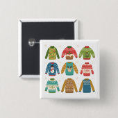 Kerst-Ugly Sweaters Vierkante Button 5,1 Cm (Voorkant /achterkant)