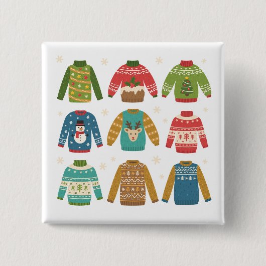 Kerst-Ugly Sweaters Vierkante Button 5,1 Cm (Voorkant)