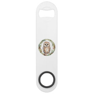 kerst uil illustratie uil muur kunst vakantie  speed flessenopener