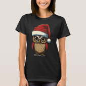 Kerst Uil met Kerst pet Uil Eigenaar T-shirt (Voorkant)