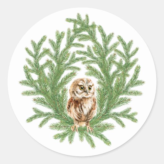 Kerst Uil Sticker (Voorkant)