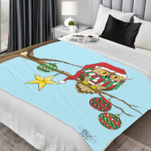 Kerst Uil Tree Ornamenten Fleece Deken