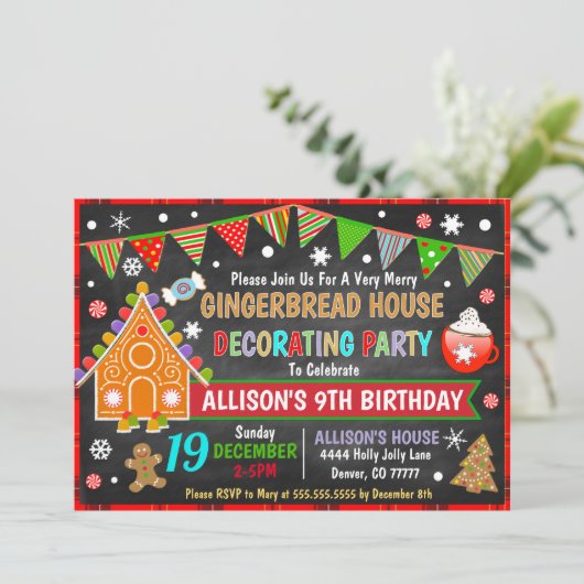 Kerst-uitnodiging in het ontbijt kaart (Staand voorkant)