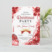 Kerst uitnodiging | rode ornament uitnodiging (Staand voorkant)