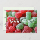 Kerst uitnodigingskaart met rode en groene gomball uitnodiging briefkaart (Voorkant / Achterkant)