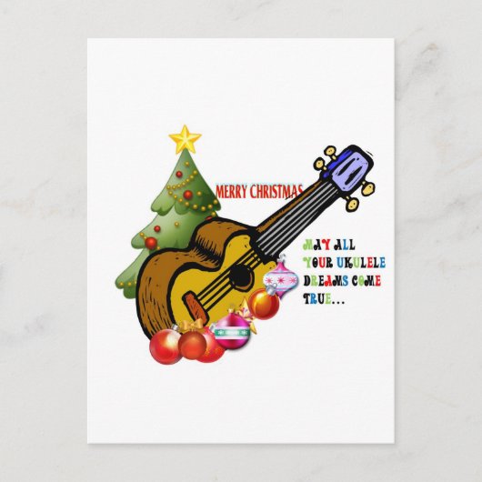 Kerst Ukulele Shirt Feestdagenkaart (Voorkant)
